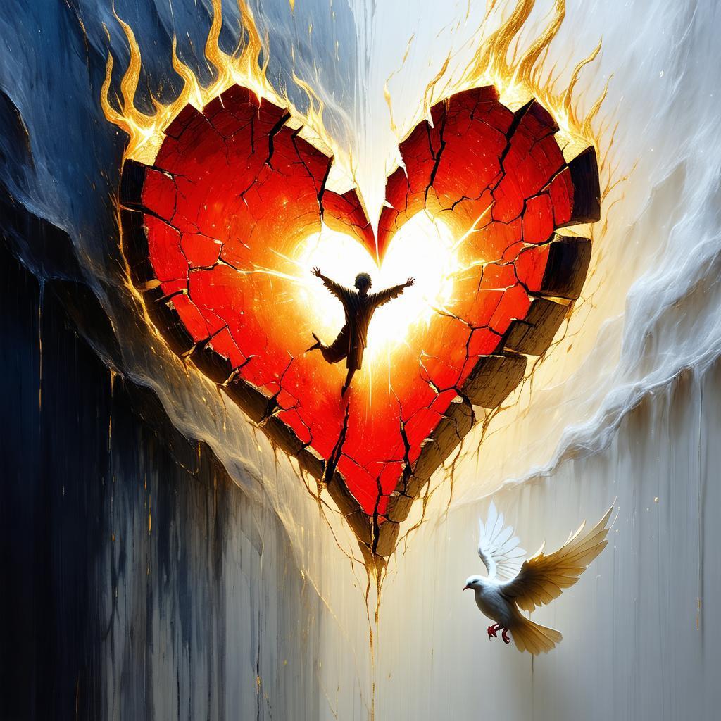 AI-Generated Image: A celestial embrace of fire and breath, where divine love pierces the veil of the unseen