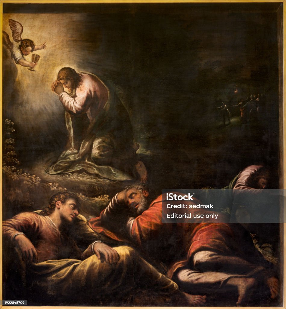 Alessandro Maganza's c 1590-1610 'The Prayer of Jesus in Gethsemane' depicts Christ's spiritual agony as His disciples sleep nearby