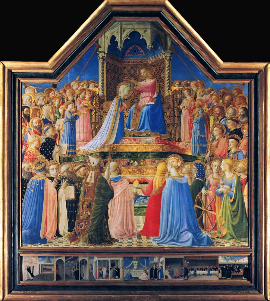 The Coronation of the Virgin by Fra Angelico, showing Mary crowned by Christ