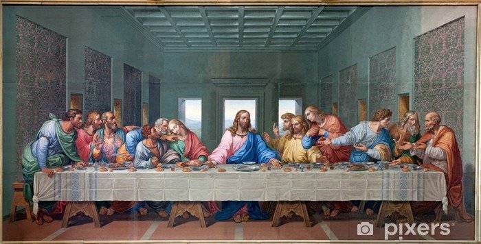 Giacomo Raffaeli's mosaic 'The Last Supper' in Minoritenkirche, Vienna, vividly portrays Jesus and his disciples in a moment of sacred significance